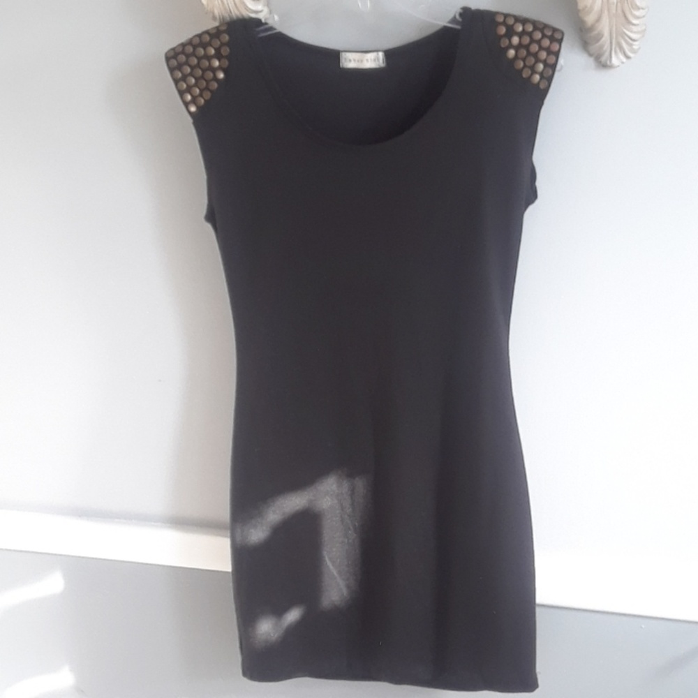 Amber blue, black bodycon dress, size med